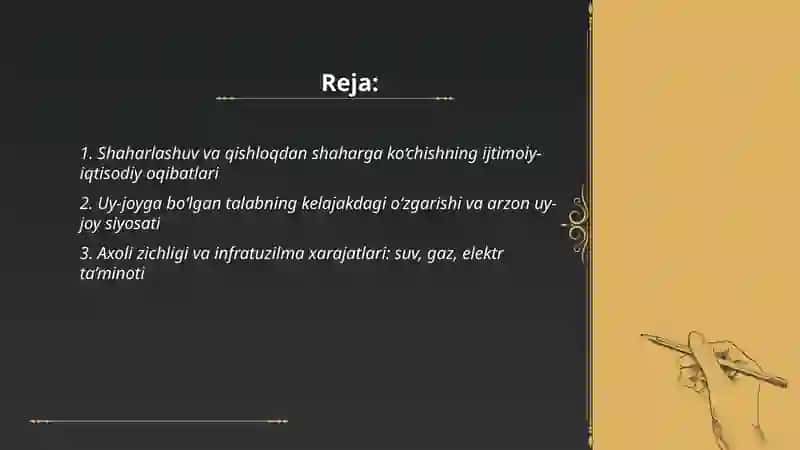 Kelajakdagi axoli joylashuvining ijtimoiy iqtisodiy masalalari 2
