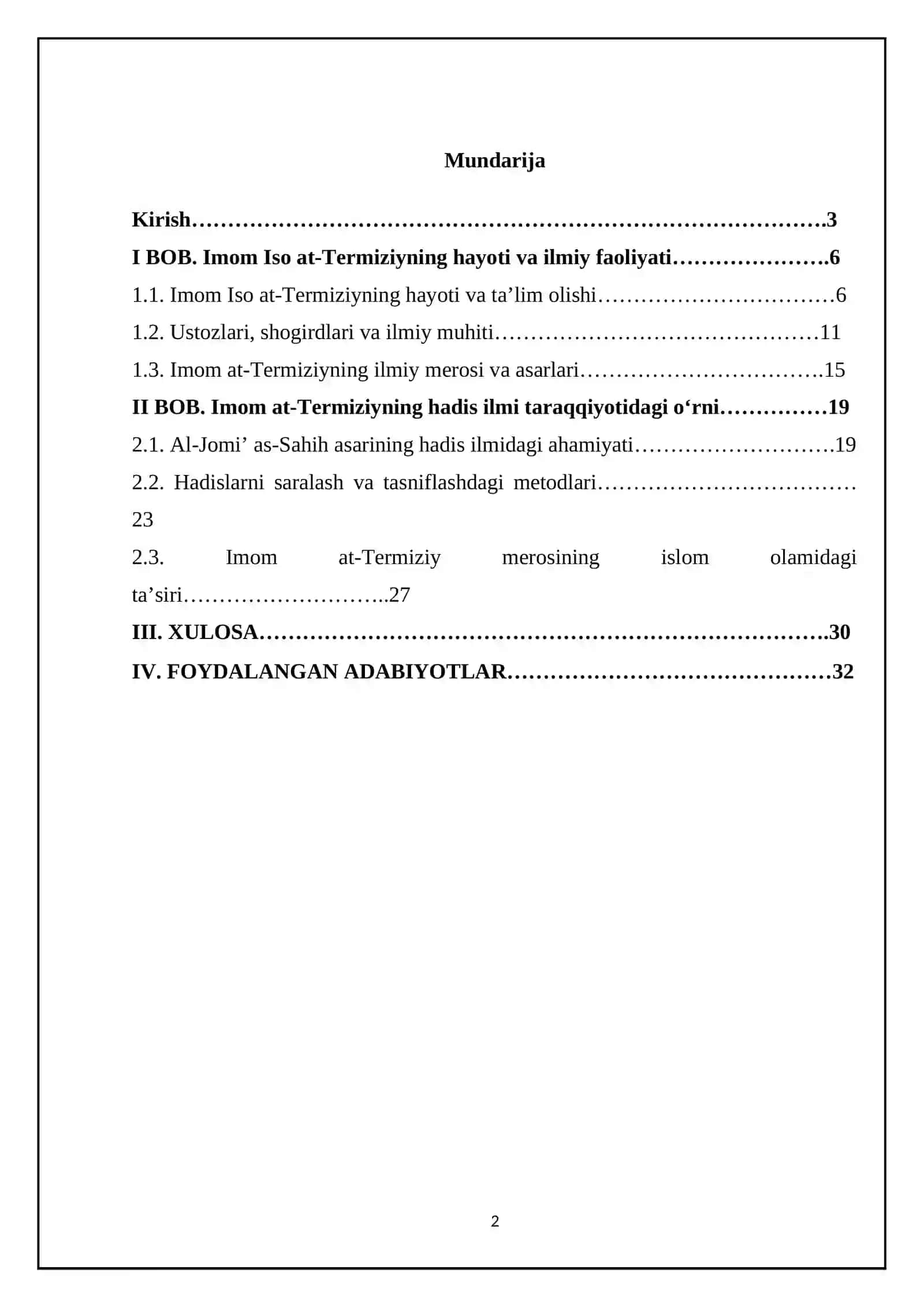 Imom Iso at- Termiziyning hadis ilmi rivojiga qoʻshgan hissalari 2