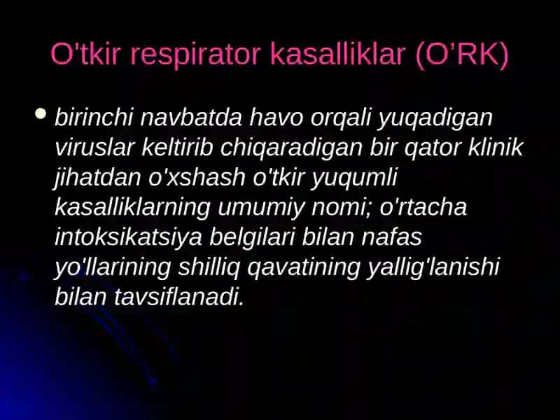 Havo tomchi yo’li bilan yuqadigan infeksiyalaring tayanch tashxisot belgilari 2