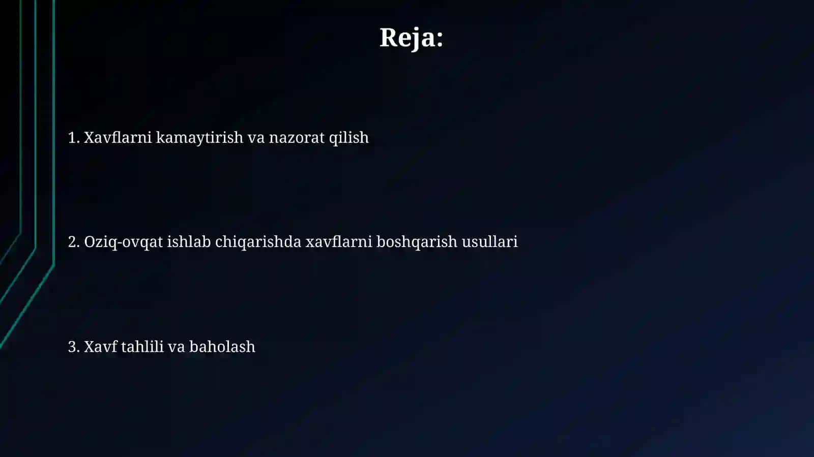 Oziq-ovqat mahsulotlarini ishlab chiqarishda xavflarni boshqarish usullari 2
