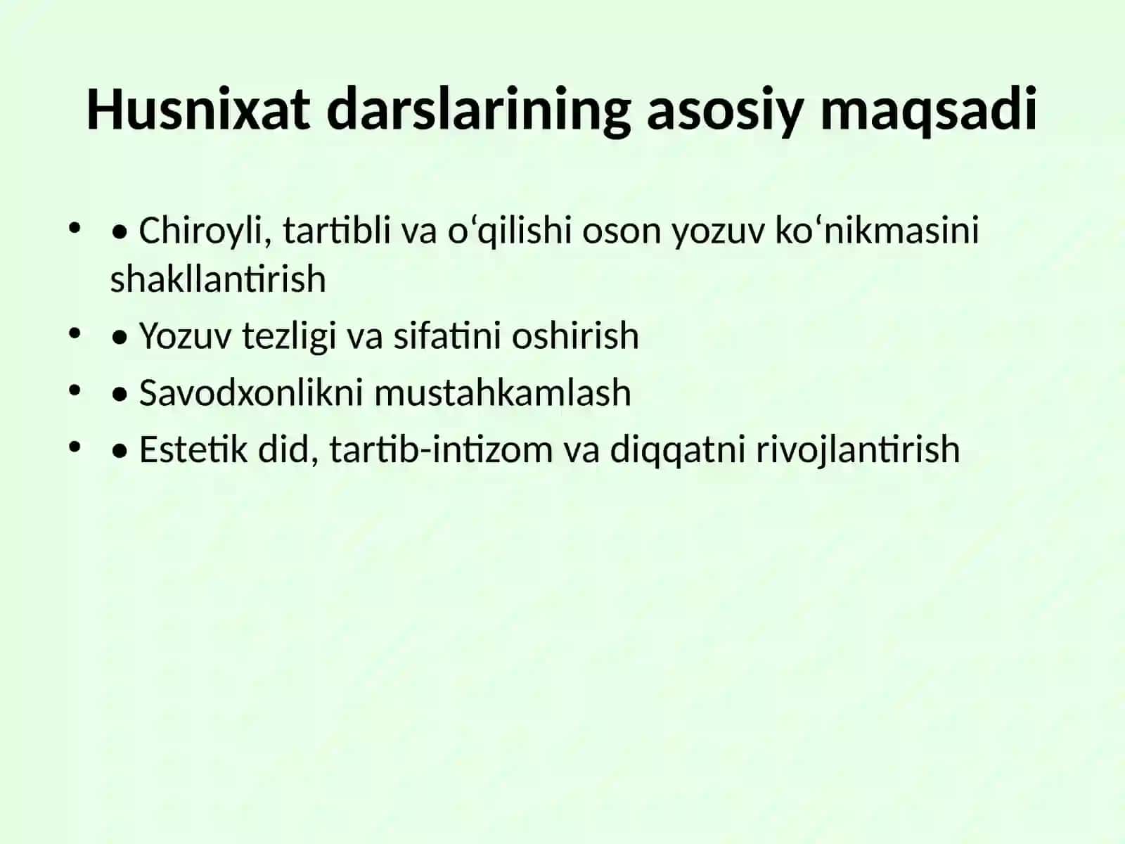 Husnixat darslariga qo‘yiladigan talablar 2