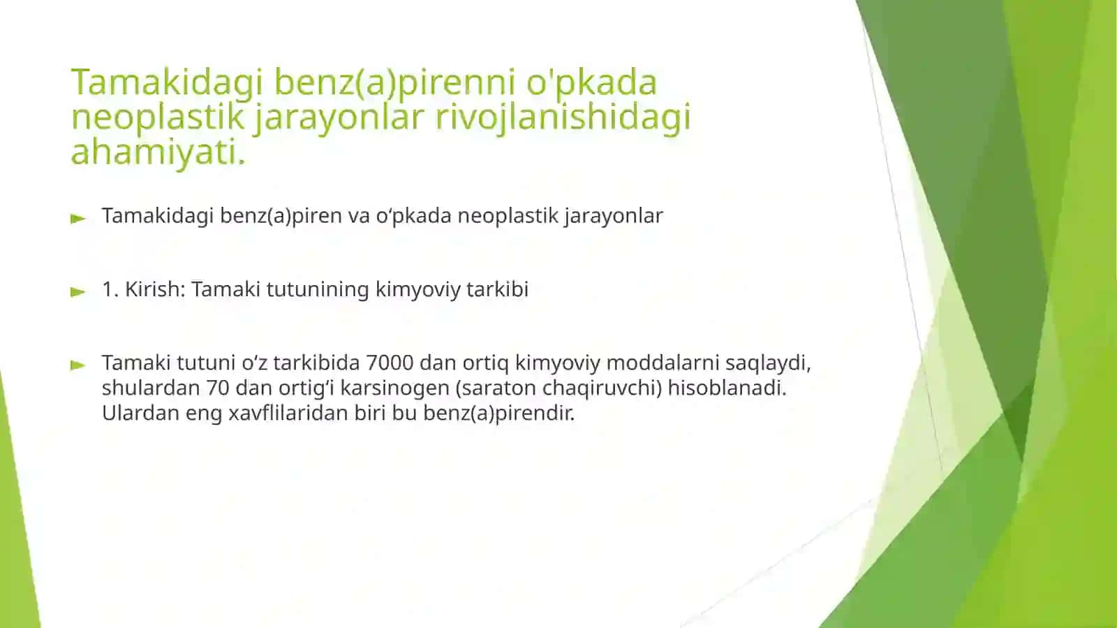 Tamakidagi benz(a)piren va o‘pkada neoplastik jarayonlar 2