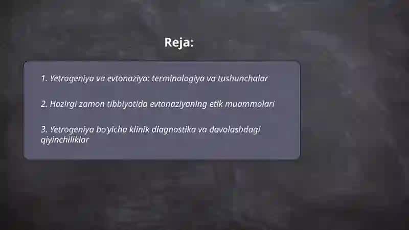 Hozirgi zamon tibbiyotida yetrogeniya va evtonaziya muammolari 2