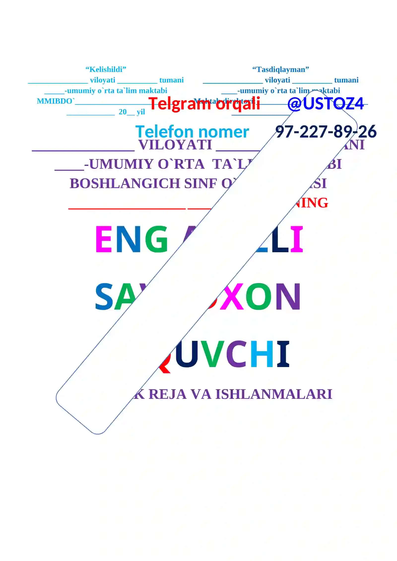 ENG AQILLI SAVODXON O’QUVCHI TO`GARAK REJA VA ISHLANMALARI 2