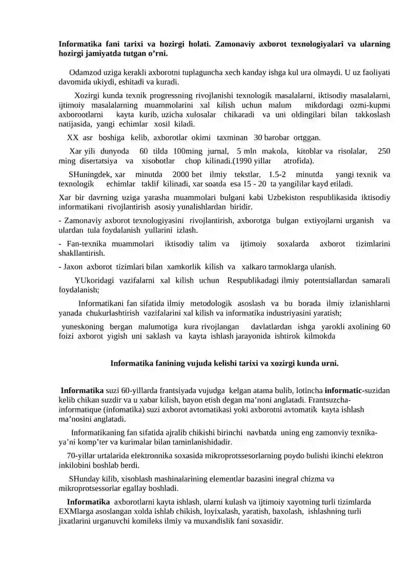 Infоrmatika va aхbоrоt tехnоlоgiyalari 2