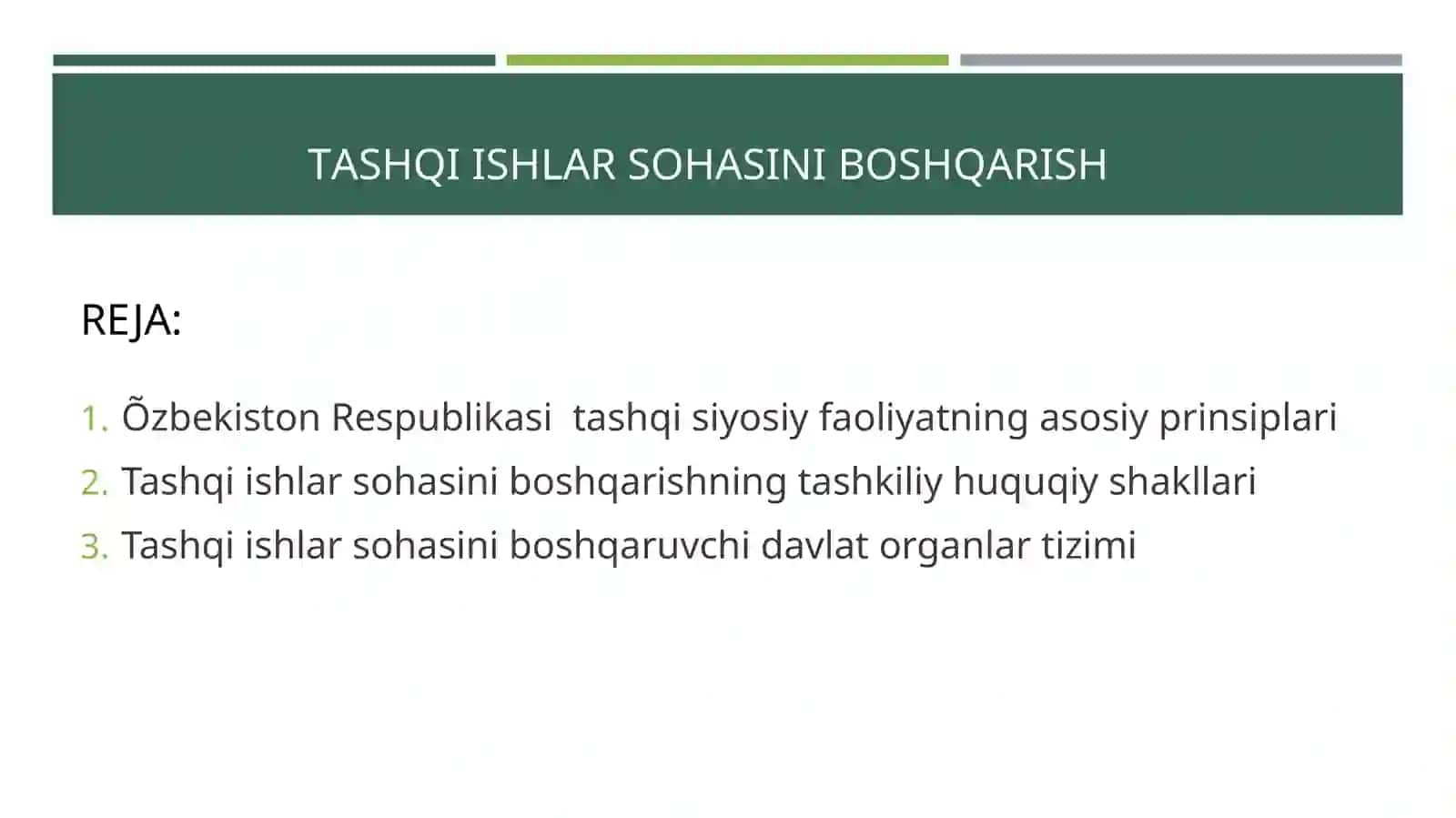 TASHQI ISHLAR SOHASINI BOSHQARISH 2