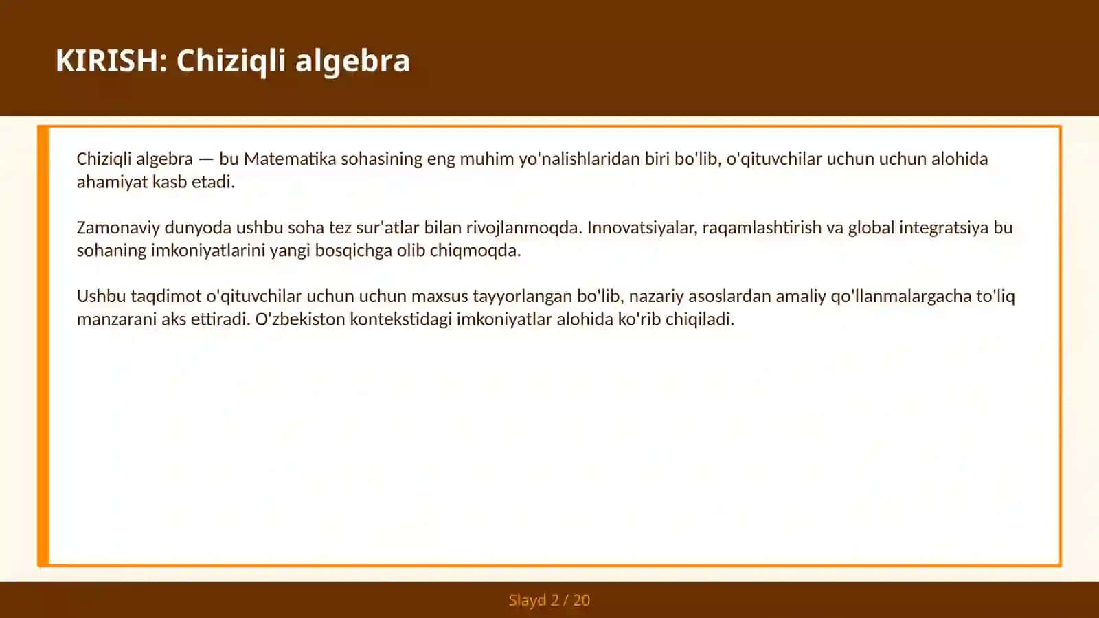 Chiziqli algebra 2