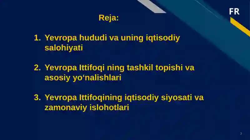 Yevropa hududi va Yevropa ittifoqining iqtisodiy siyosati 2