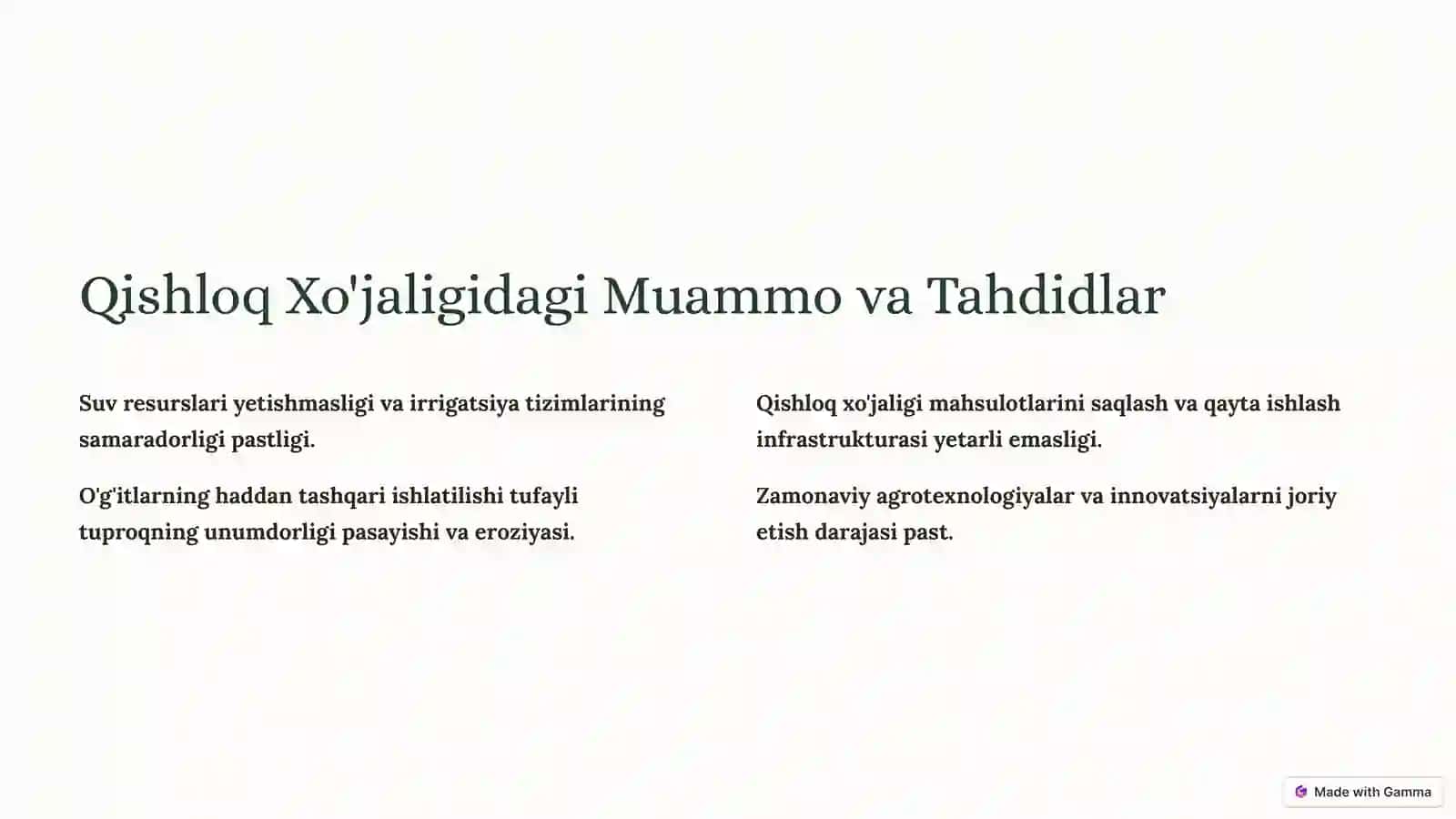 O'zbekistonda Agrar Siyosat va Qishloq Xo'jaligidagi Islohotlar 2