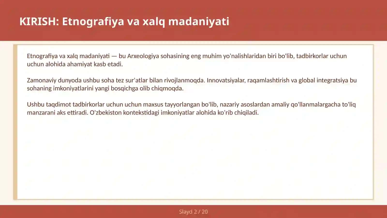ETNOGRAFIYA VA XALQ MADANIYATI 2
