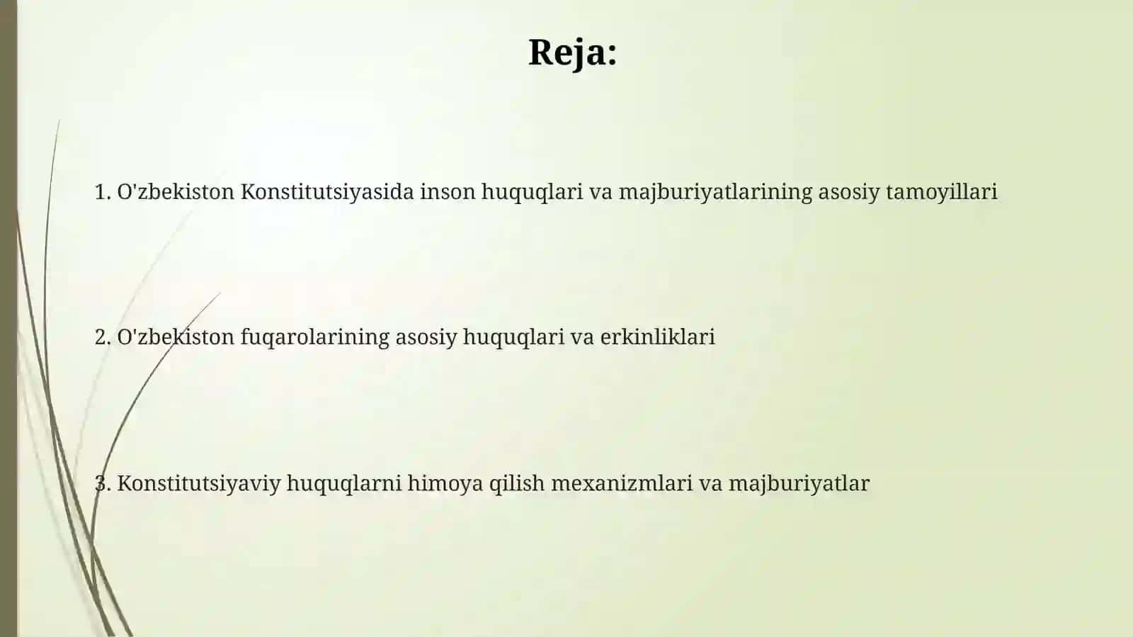 O'zbekiston Respublikasi Konstitutsiyasida inson huquqlari va burchlari 2