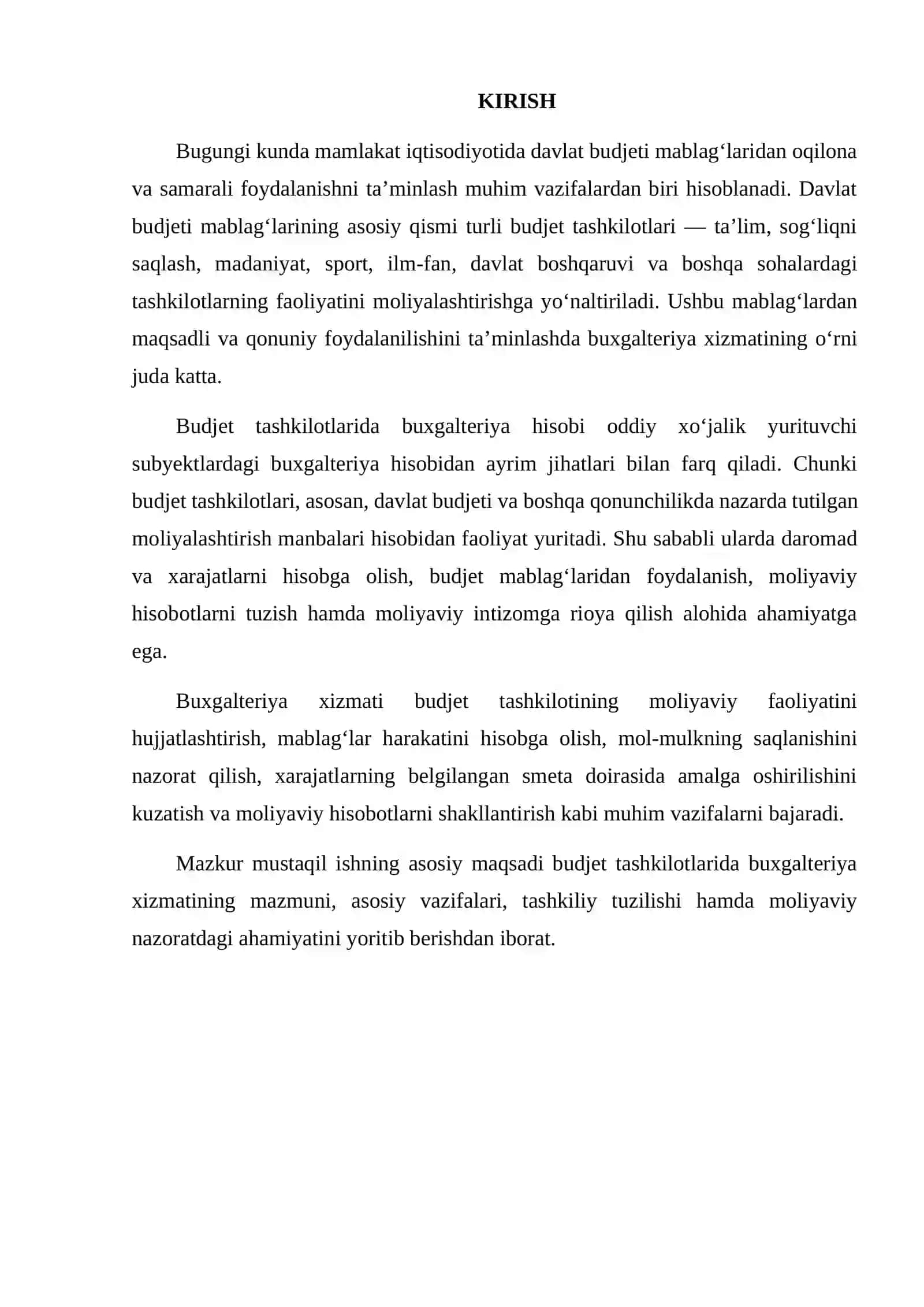 BUDJET TASHKILOTLARIDA BUXGALTERIYA XIZMATINING VAZIFALARI VA TASHKILIY TUZILISHI 2