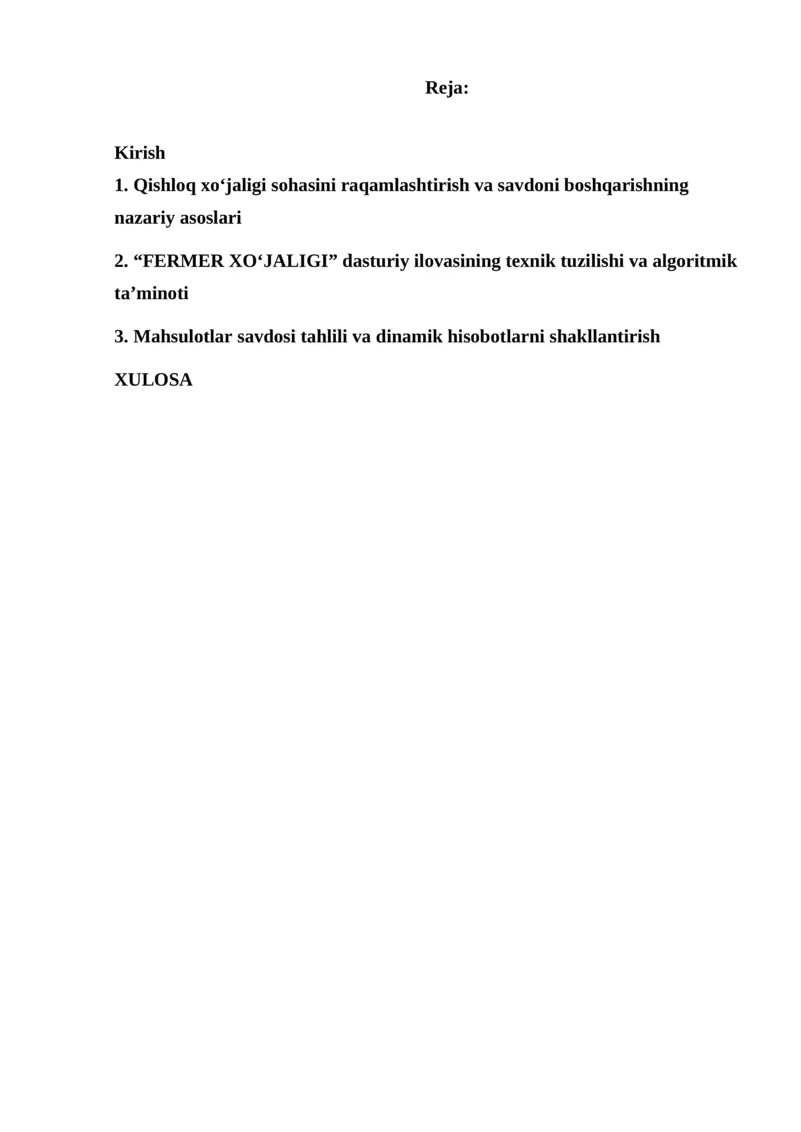 Visual Studio muhitida dasturlash | Kurs ishi - FERMER XO’JALIKLARIDA MAHSULOT YETISHTIRISH VA SAVDONI BOSHQARISH DASTUR ILOVASINI YARATISH 2