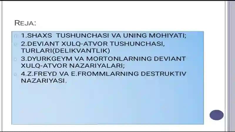 Shaxs va Deviant xulq-atvor sotsiologiyasi 2