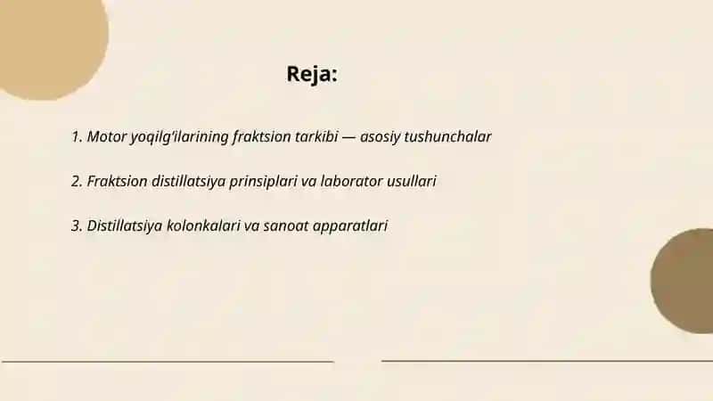 Motor yoqilgʻilarining fraktsion va element tarkibi,uni aniqlash usullari 2