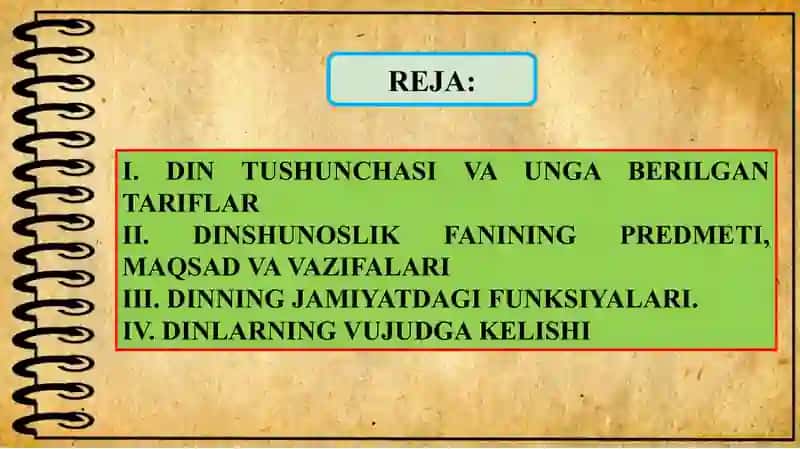 DINSHUNOSLIK FANINING PREDMETI, MAQSADI VA VAZIFALARI 2