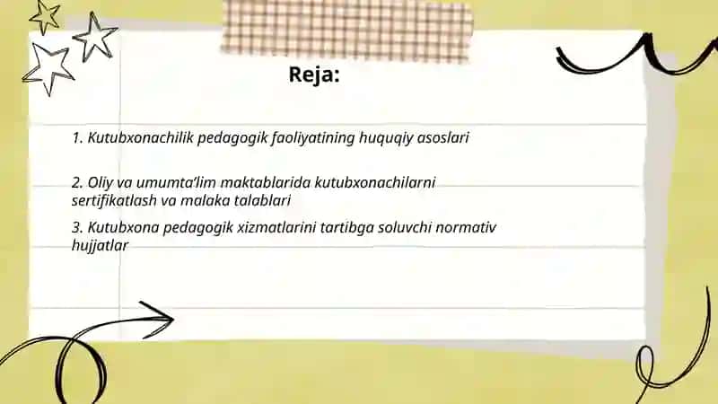 Kutubxonachilik pedagogik faoliyatini normativ huquqiy qôllab quvvatlash 2