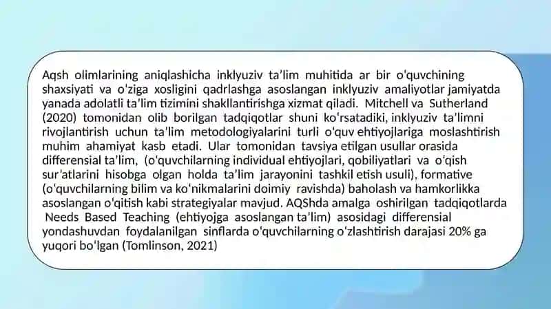 O‘quvchilarning individual ehtiyojlari va differensial yondashuvini amaliyotda qo‘llash 2