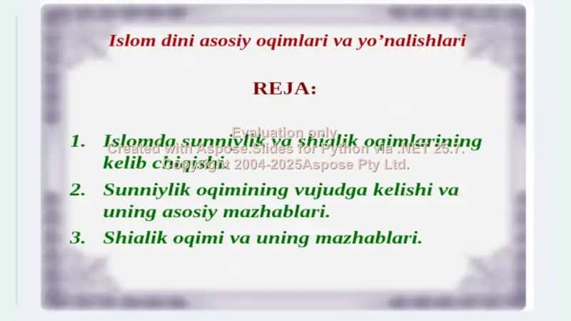 Islom oqimlari va yoʻnalishlarining paydo boʻlish sabablari 2