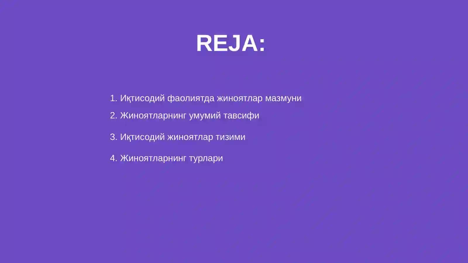 Иқтисодий фаолият сохасидаги жиноятларнинг умумий тавсифи, тизими ва турлари 2