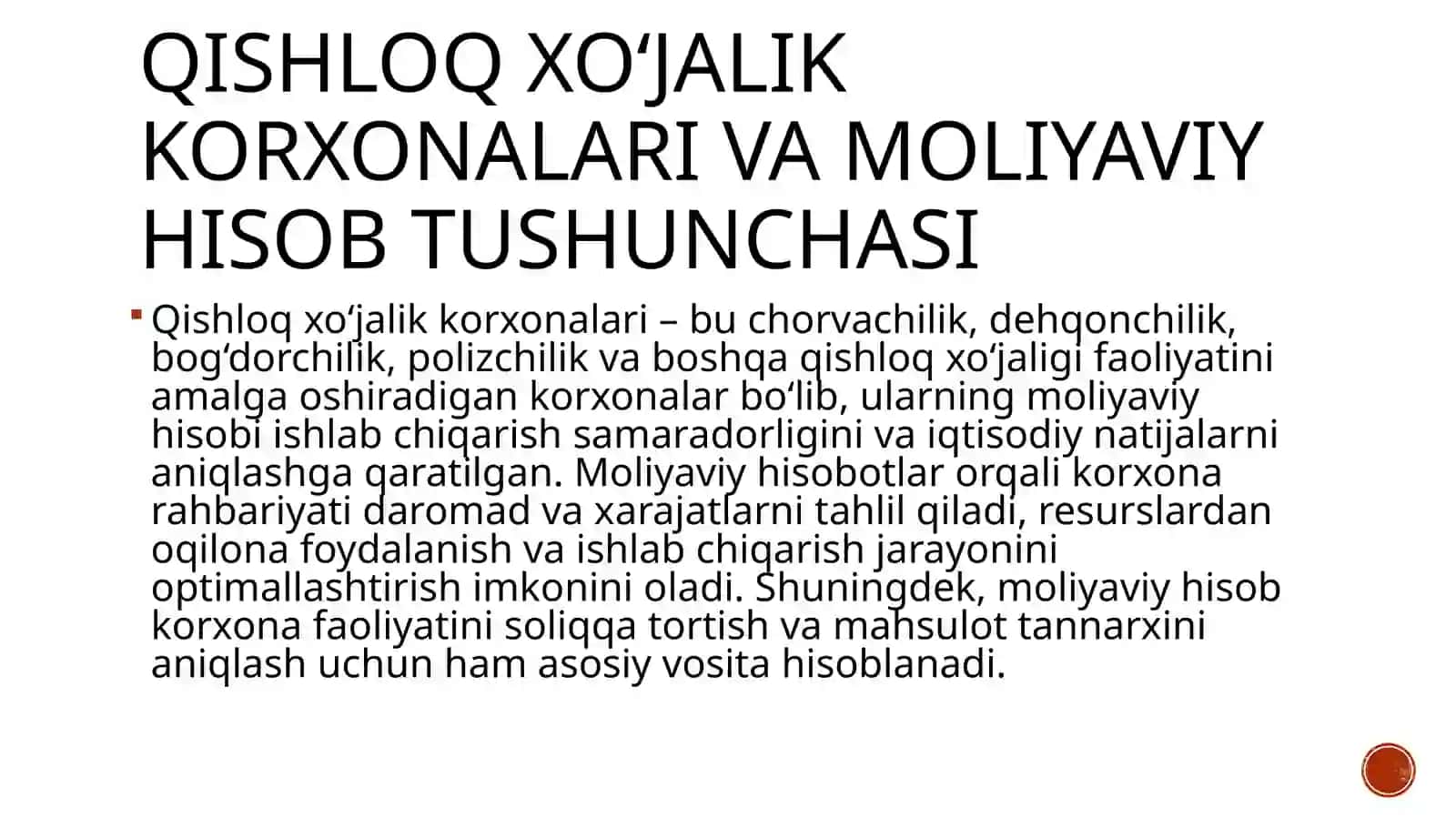 Qishloqxo‘jalik korxonalarida ishlabchiqarish xarajatlari hisobi va mahsulot tan narxini kalkulyatsiya qilish 2