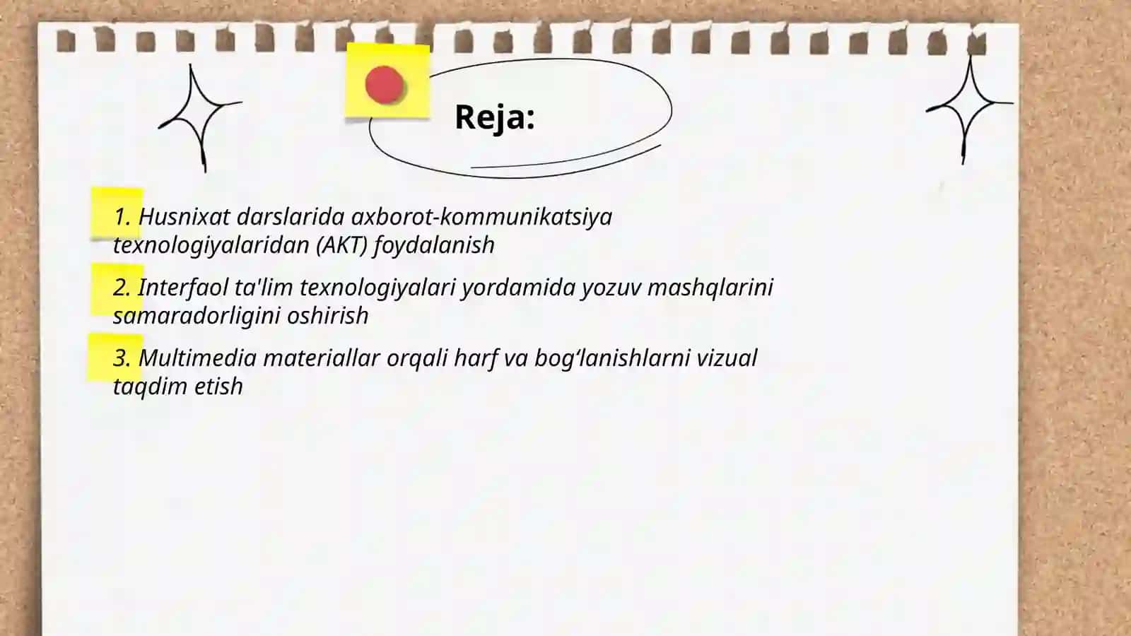 Husnixat darslarida pedagogik texnologiyalarni qoʻllash 2
