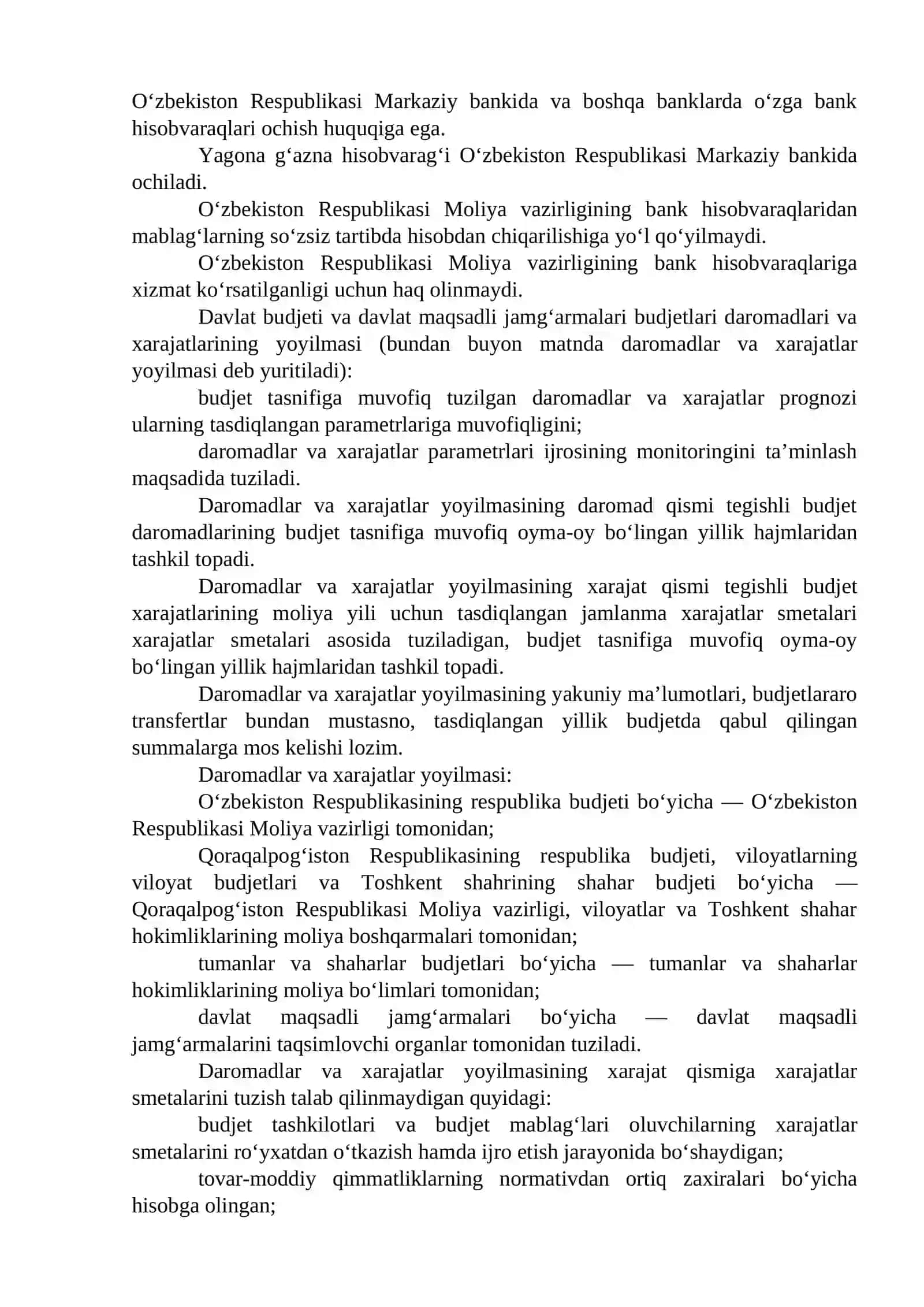 Budjet tizimi budjetlarining ijrosi 2