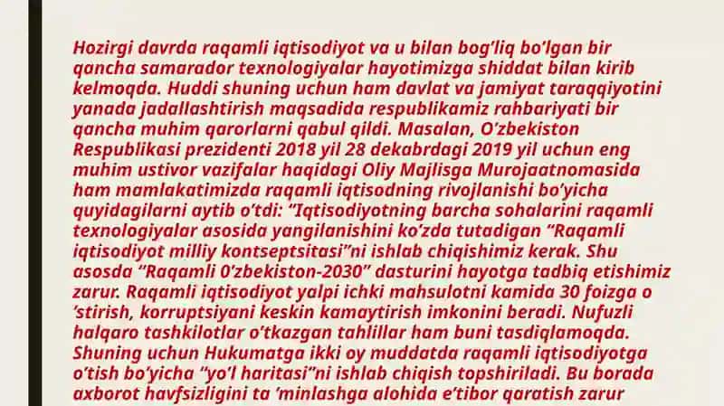 Raqamli iqtisodiyotning rivojlanishi 2