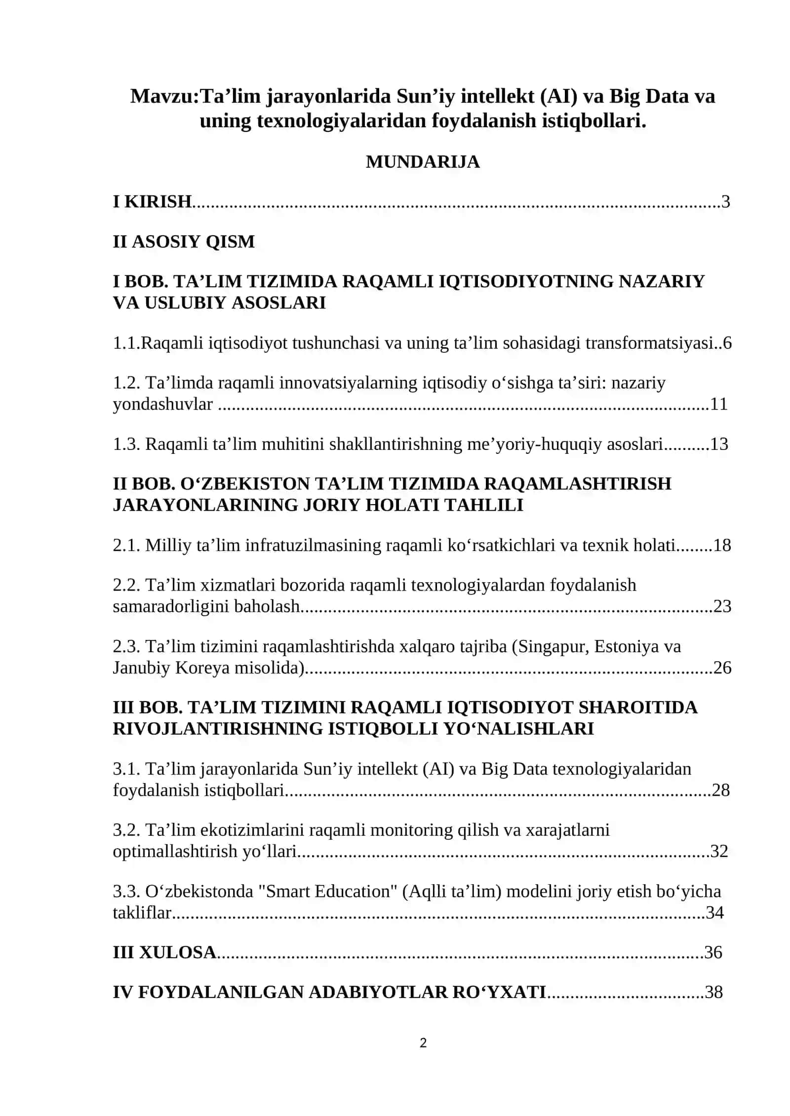 Ta’lim jarayonlarida Sun’iy intellekt (AI) va Big Data texnologiyalaridan foydalanish istiqbollari 2