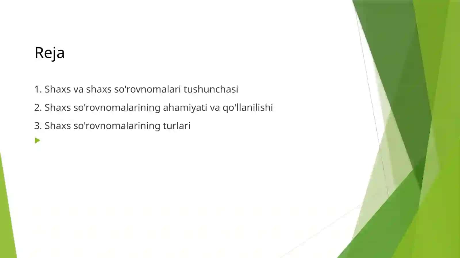 Shaxs va shaxs so'rovnomalari 2