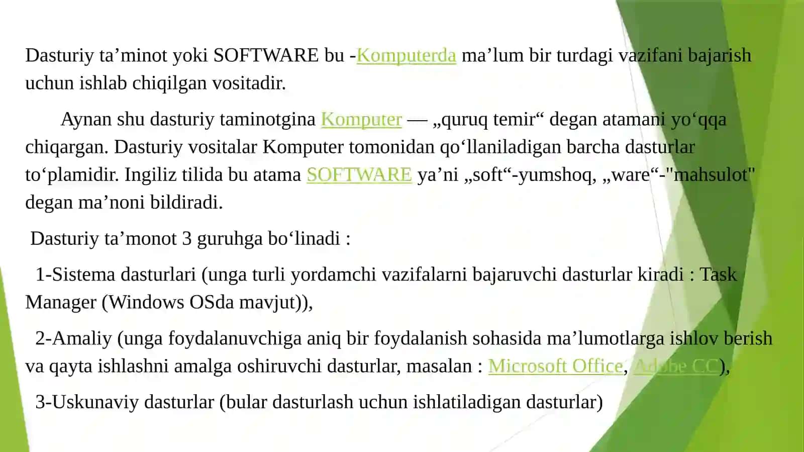 Axborot texnologiyalar ta’minoti. Texnik ta’minot, dasturiy ta’minot 2