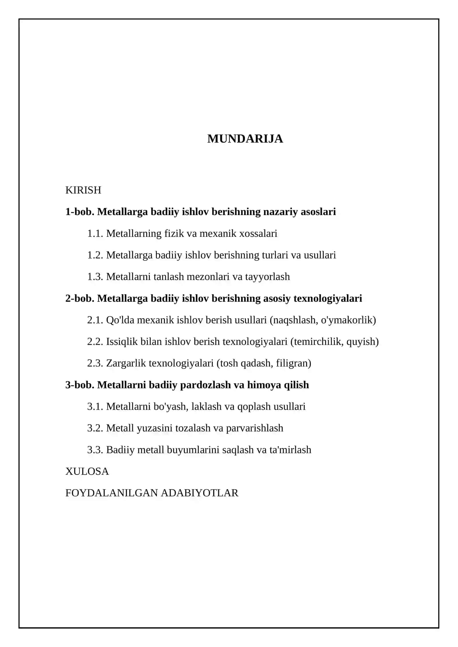 Metallarga badiiy ishlov berish texnologiyasi 2