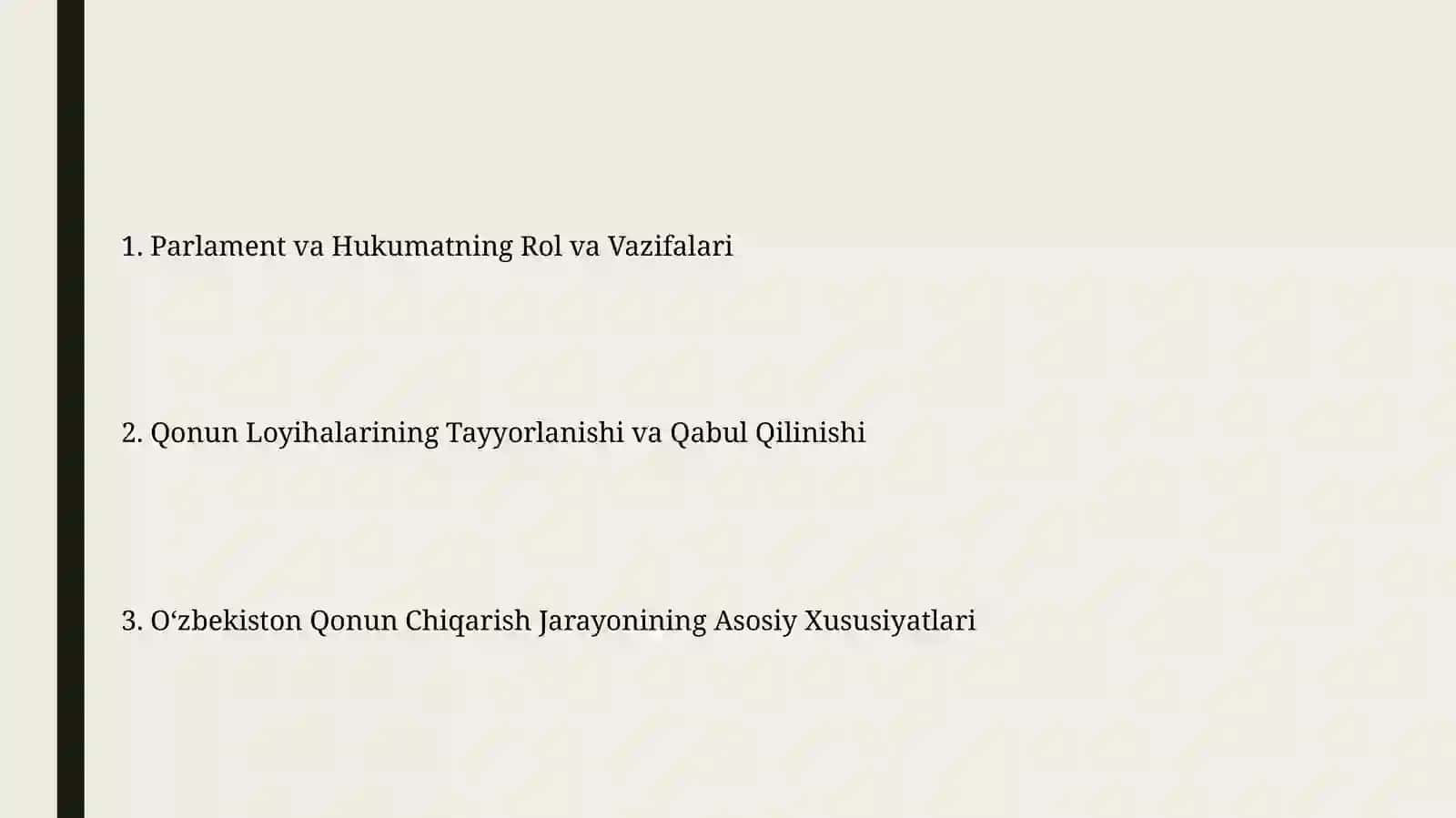 Oʻzbekistonda qonun ijodkorligi jarayonining oʻziga xos xususiyatlari 2