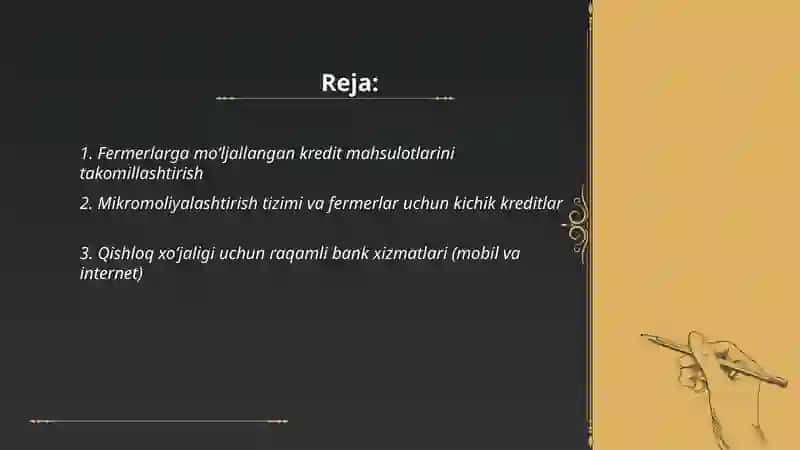 Fermer xo‘jaliklariga bank xizmati ko‘rsatish va uni takomillashtirish yo‘llari 2