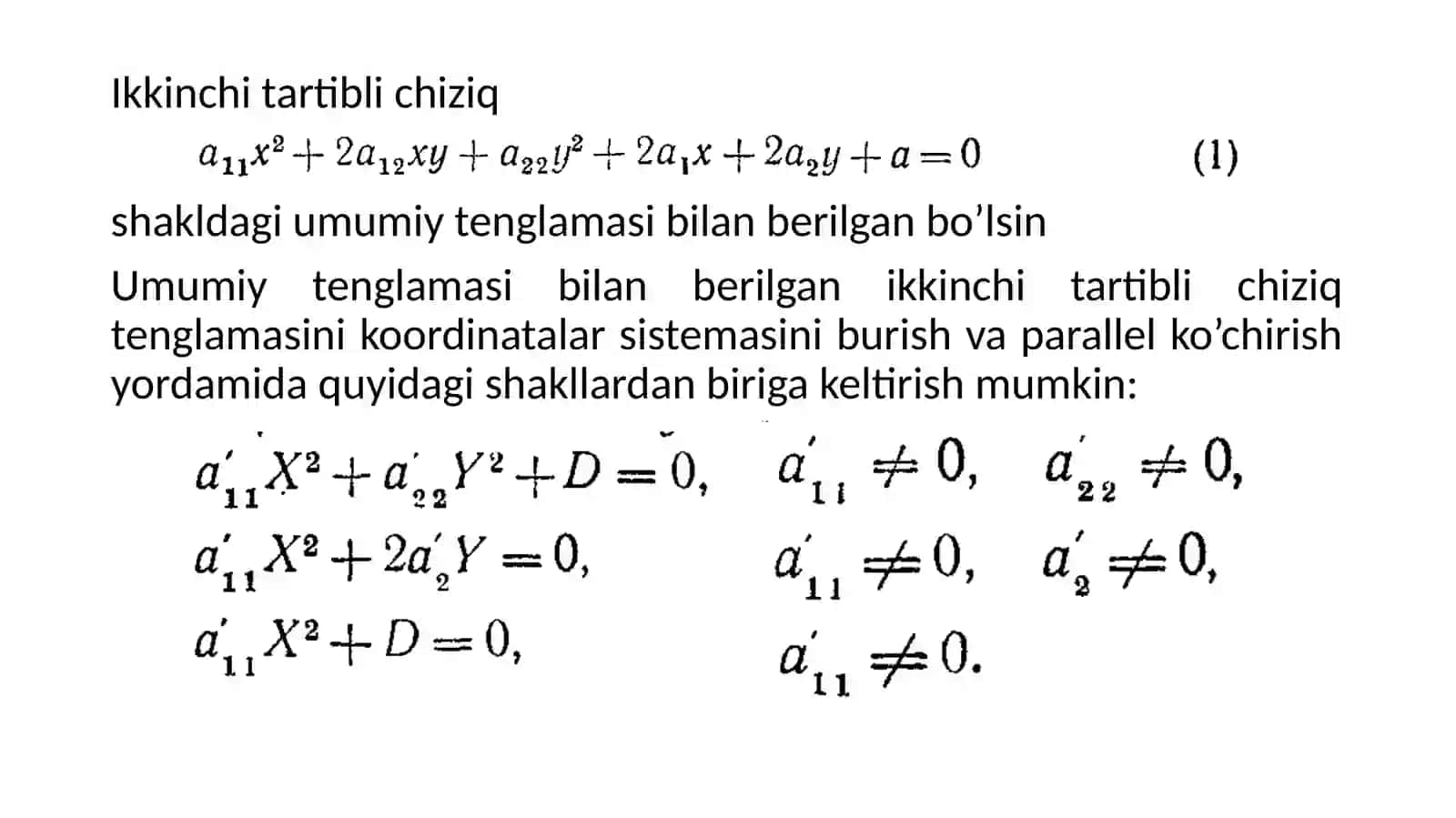 Ikkinchi tartibli chiziqli tenglamani soddalashtirish 2