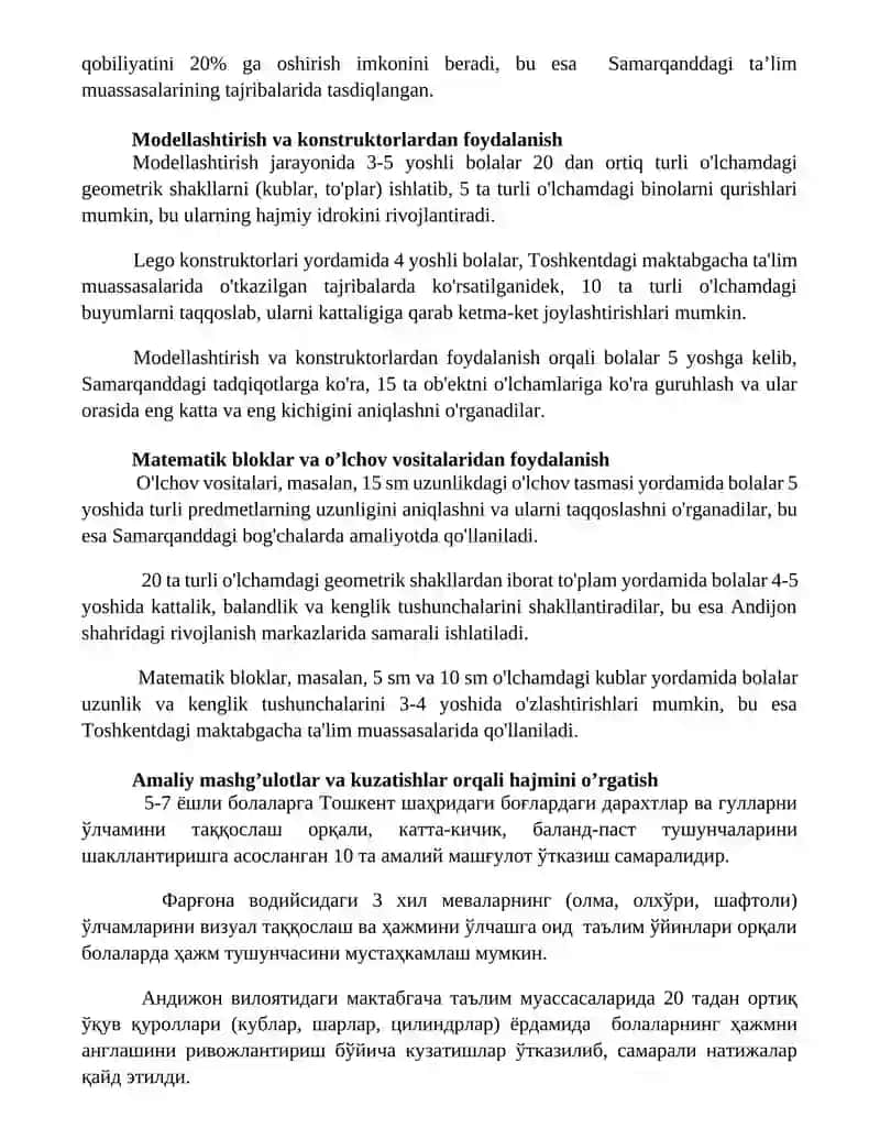 Maktabgacha yoshdagi bolalarda buyumning o‘lchami haqidagi tasavvurlarni shakllantirish usullari 2