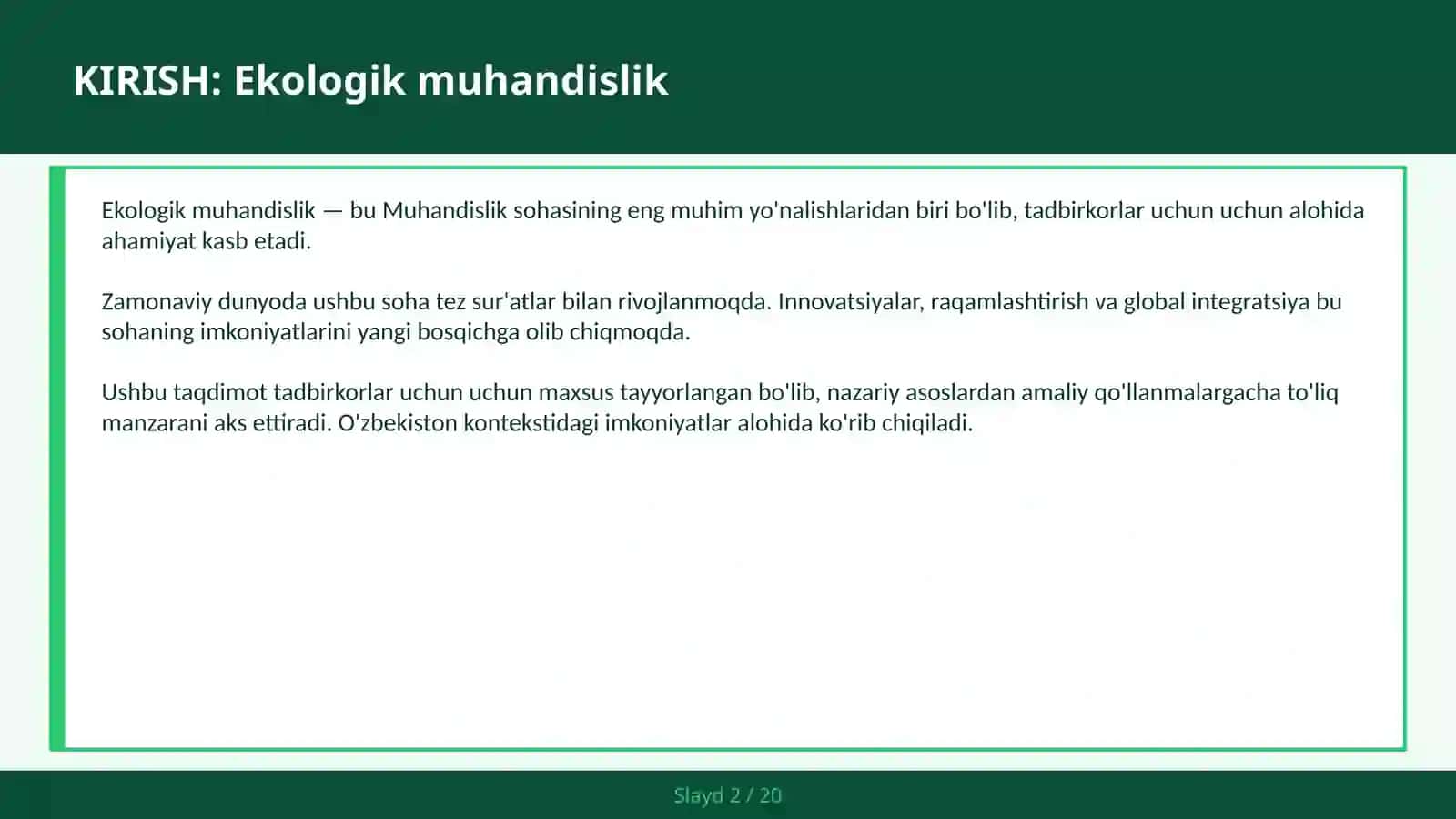 Ekologik muhandislik 2