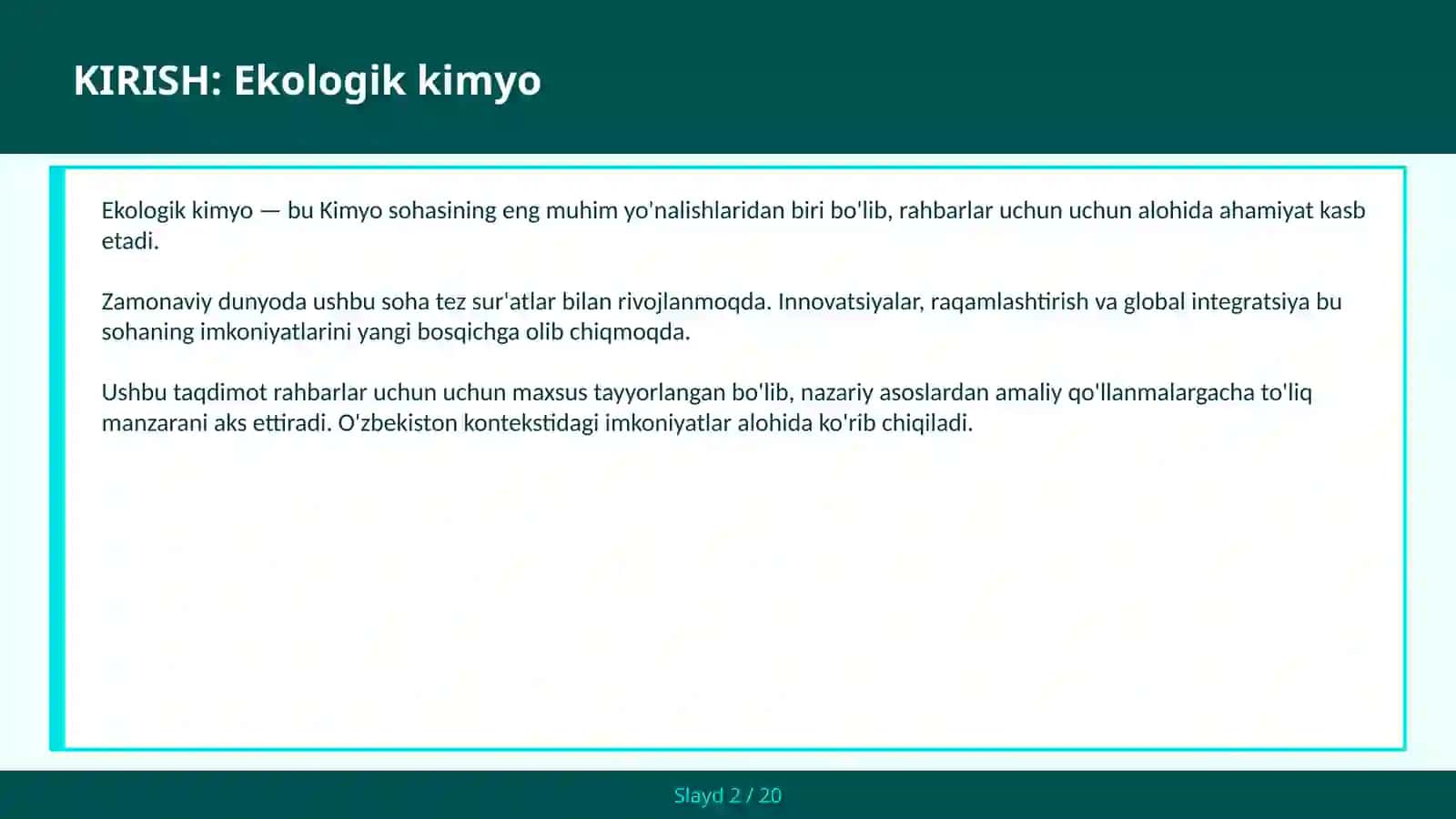 Ekologik Kimyo 2
