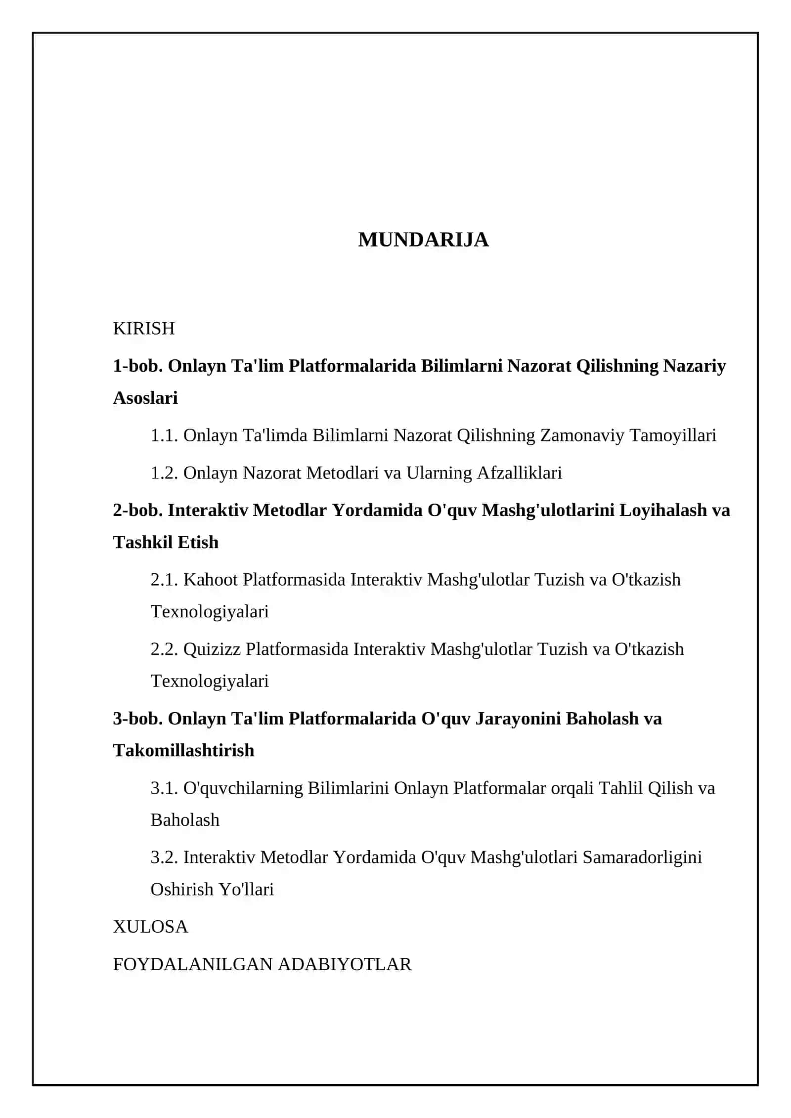 Onlayn taʼlim platformalarida bilimlarni nazorat qilish, Kahoot,Quizzez platformalarida interaktiv metodlar yordamida oʻquv mashgʻulotlari tashkil qilish 2