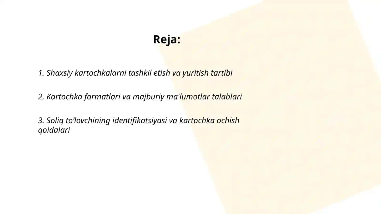Davlat soliq xizmati organlarida soliq tolovchilarning shaxsiy kartochkalarini yuritish tartibi 2