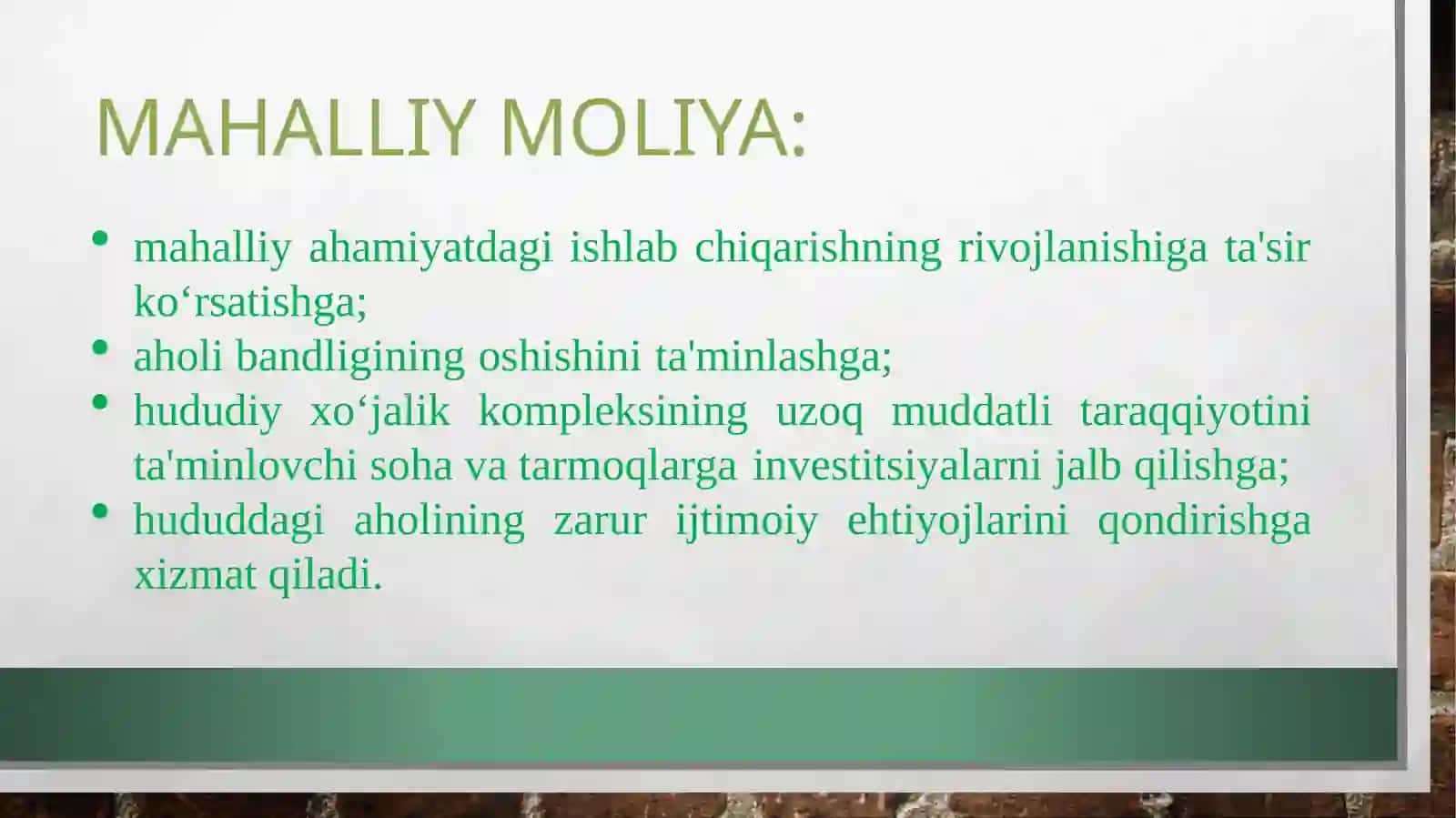 Mahalliy Moliya 2