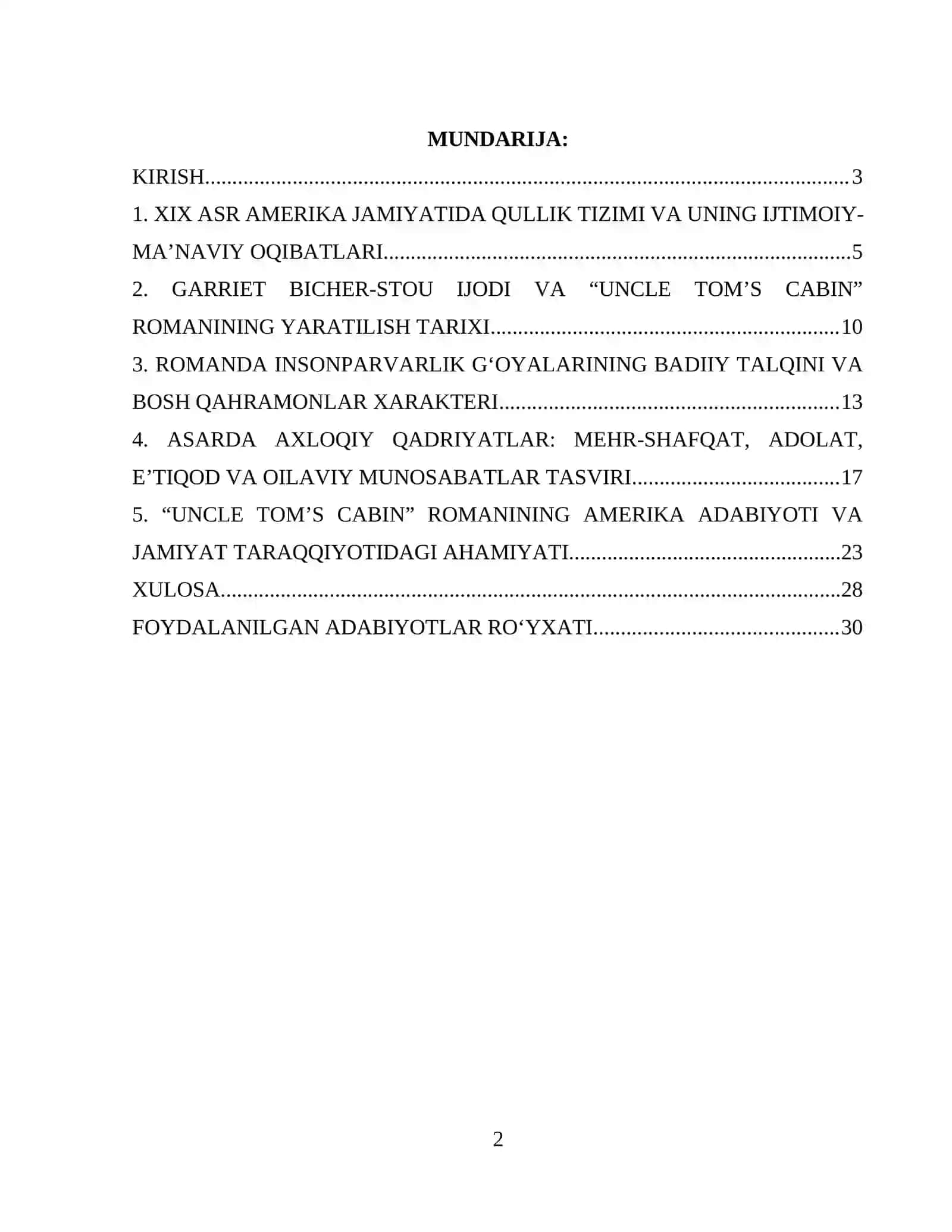 "GARRIET BICHER STOUNING “UNCLE TOM’S CABIN” ROMANIDA INSONPARVARLIK VA AXLOQIY QADRIYATLAR TALQINI" 2