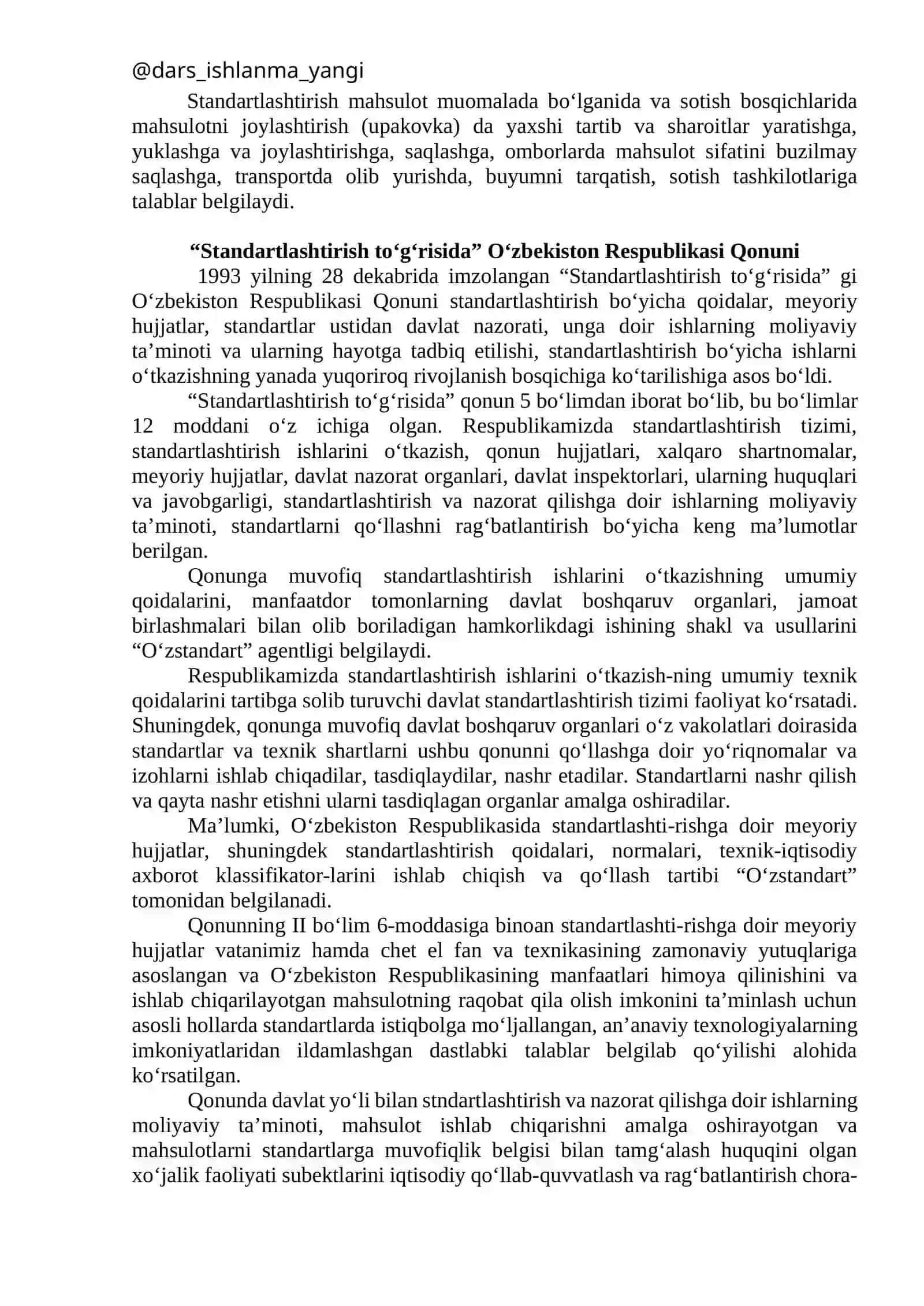 Standartlashtirishning maqsad va vazifalari 2