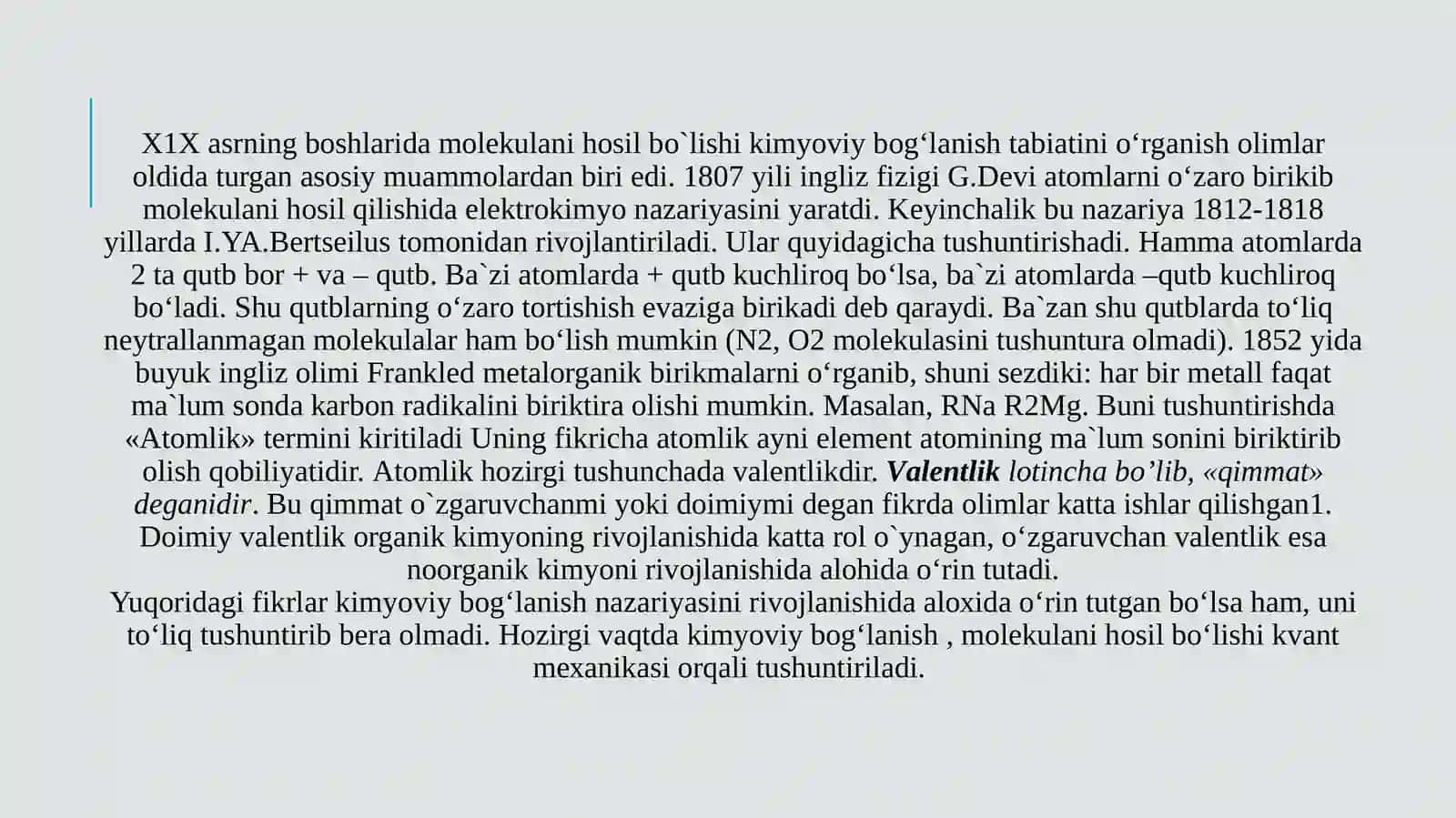 Kimyoviy bog'lanish. Valent bog'lanish usuli. Molekulyar orbital metod 2