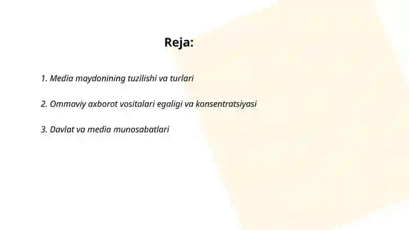 Media maydon tuzilishi va jamiyat rivojigadagi oʼrni 2