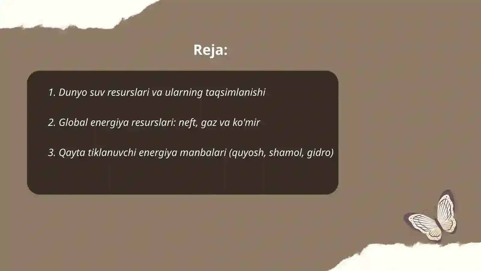 Dunyo suv resurslari va ularning taqsimlanishi 2