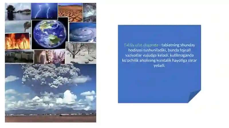 Tabiiy, texnogen,ekologik va ijtimoiy tusdagi favqulotda vaziyatlarda hayot faoliyati xavfsizligi va fuqaro muhofazasi 2