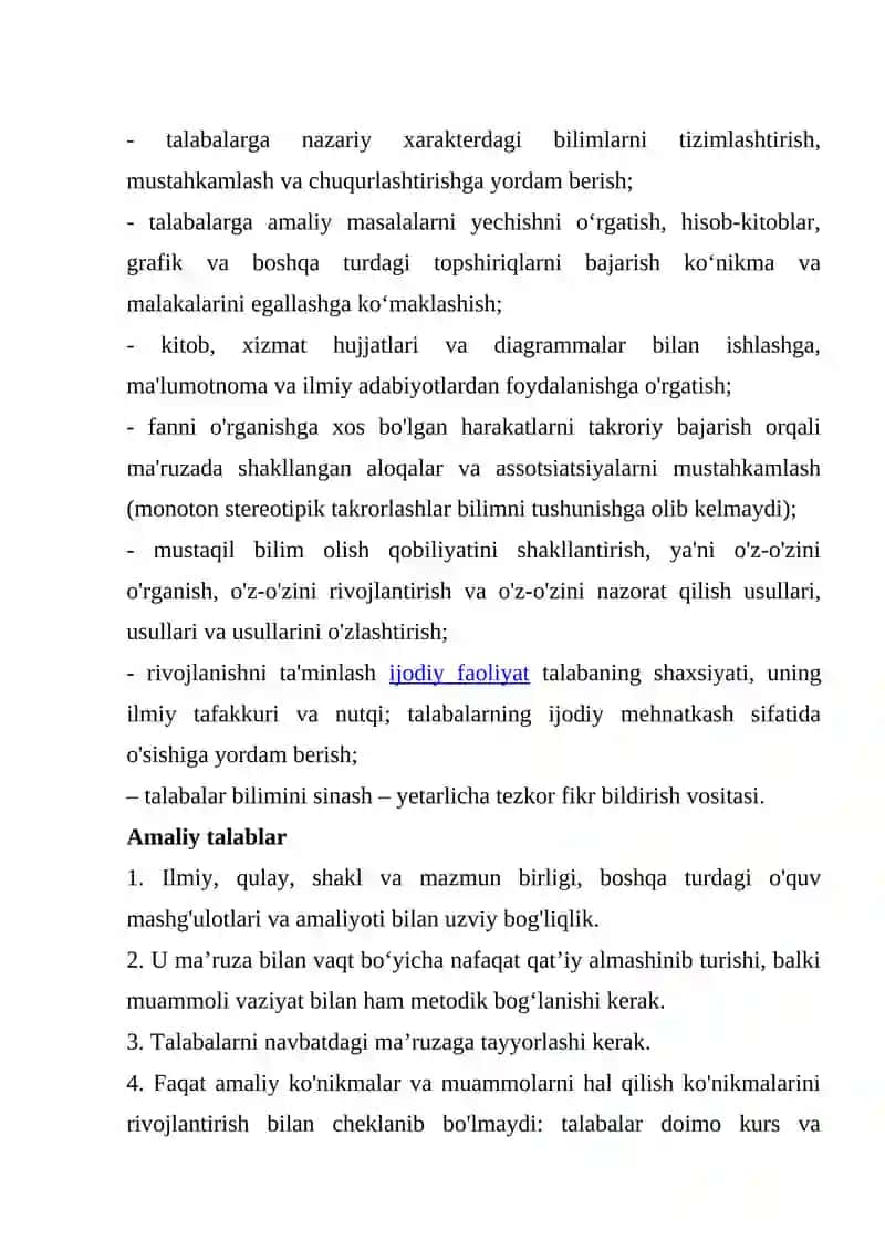 AMALIY MASHG'ULOT REJASINI TUZISH 2