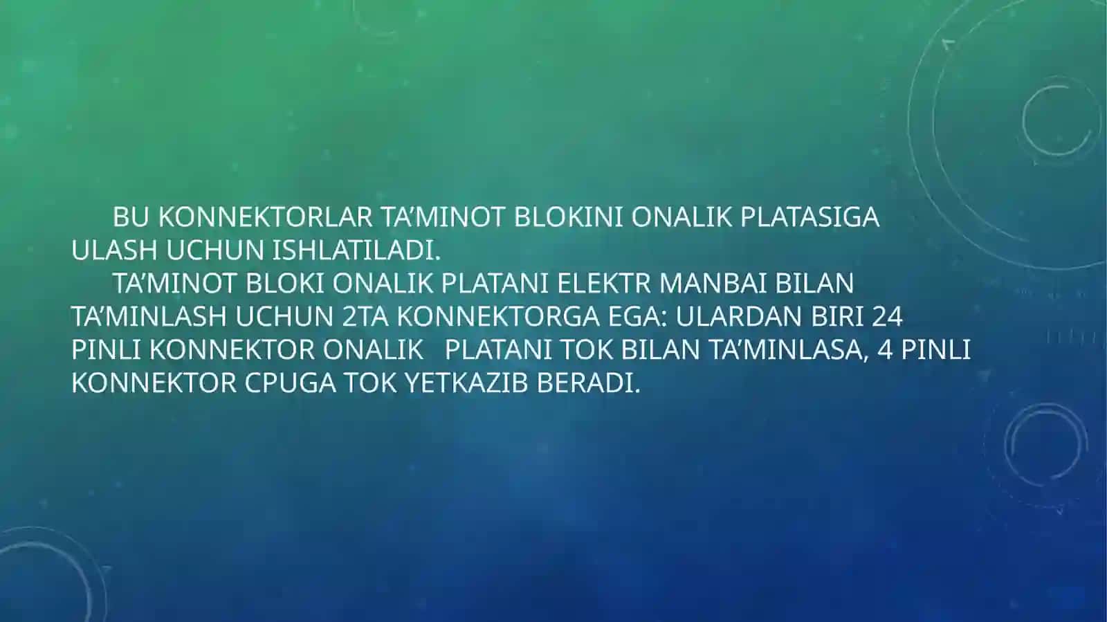 Ta’minot bloki konnektorlari 2