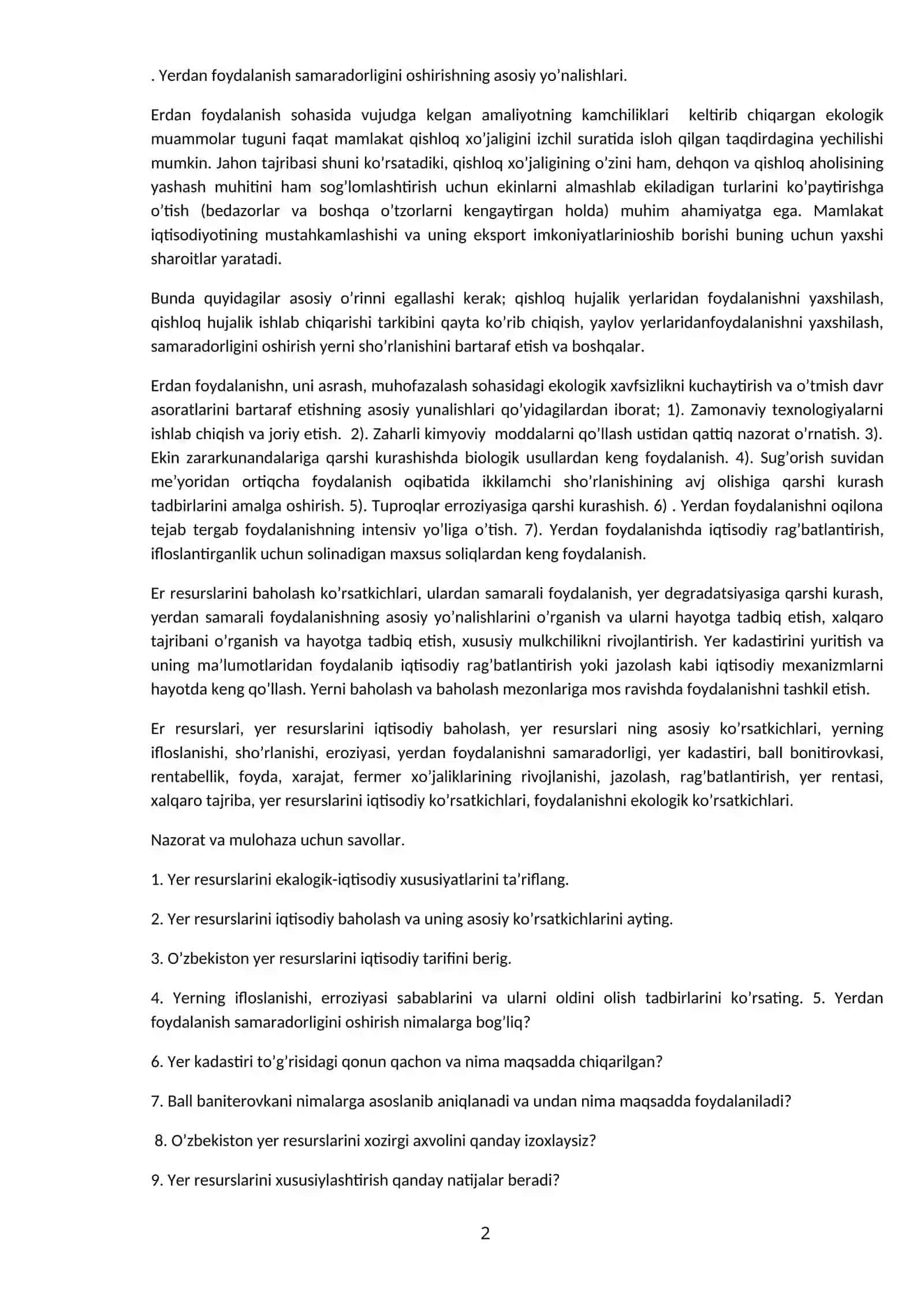 19-mavzu;. O’zbekistonning mineral va xom-ashyo boyliklaridan foydalanishning 2
